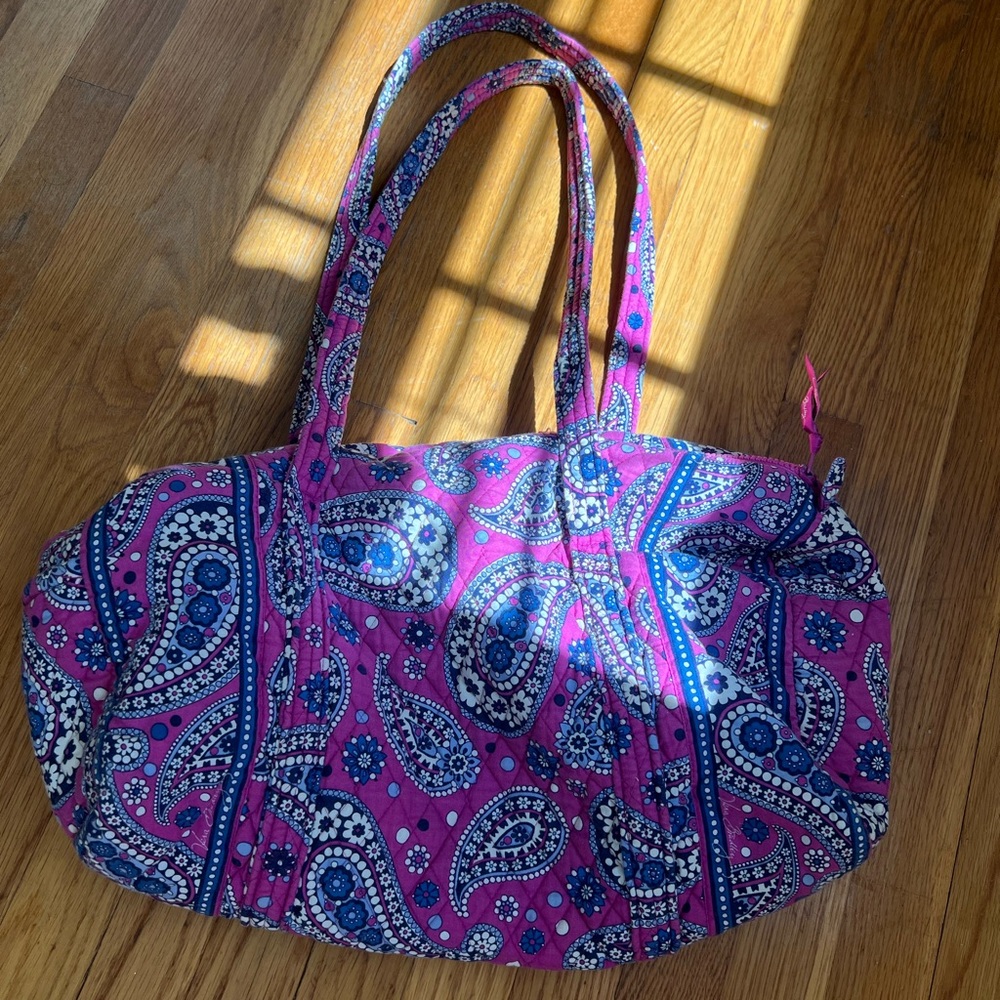Vera Bradley Paisley Patterned Pink and Blue Duffle Bag Small